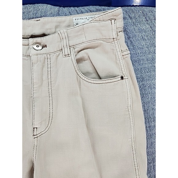 Brunello Cucinelli Skater Jeans Beige Women Relaxed Straight Leg Denim Size 6 - Picture 4 of 13